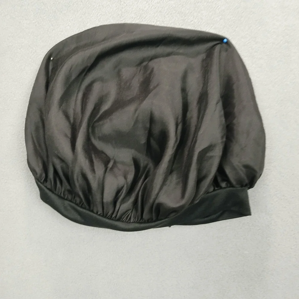 Evolve While Sleeping Bonnet Womens Black Soft Silk Elastic Band Hair Protection